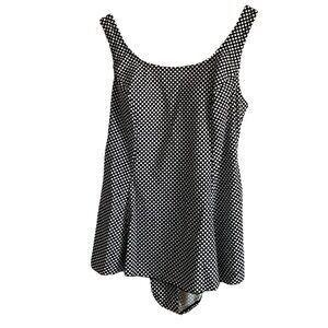 Vintage Shore Shapes Black & White Polka Dotted One Piece Swimsuit Plus Size 18